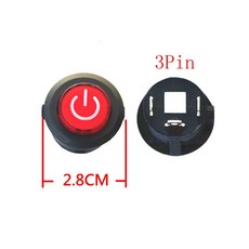 1PC 26MM 28MM ON 자동차 푸시 전원 세발 차량 버튼 자전거 제어 오토바이 를위한 스위치 시작 OFF 원격, 3Pin 28mm, 1개