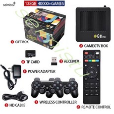 G11 프로 게임 박스 TV 비디오 256G 내장 60000 레트로 4K HD 스틱 콘솔 PS1 무선 게임패드 4G, 옵션 1, 128G 40000 GAME
