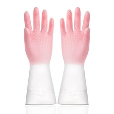 北歐風清潔手套 乳膠加厚耐用 防滑防水家事手套 多功能廚房清潔必備, 1個, 漸層手套, 粉色, 中號（M）