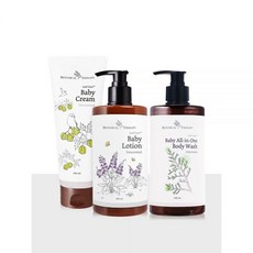 보타니컬테라피 아기 통잠케어 세트(베이비 로션500ml+크림200ml+올인원워시500ml), 대용량 베이비 로션(무향), 대용량 베이비 크림(무향), 올인원워시