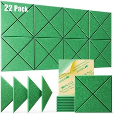 22팩 음향 패널 흡음성 방음 폼 벽 고밀도 필 앤 스틱 자체 접착식 2 X 0.4 포레스트 그린, 22 Pack (X-Cut), Silver Gray