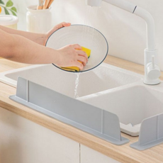 싱크대 물막이 주방 흡착식 싱크볼 실리콘 물막이 가림막 설거지 용품, 그레이