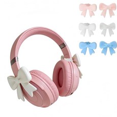 TABKSOLA 1쌍 (2개) 실리콘 나비매듭 헤드폰 참 귀여운 3D 리본 장식 오버이어 헤드폰용 탈착식 헤드셋 액세서리 여아용 패션 이어폰 장식품 (화이트)136648, 화이트