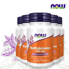 나우푸드 5세트 나토키나제 효소 100mg 60 베지 캡슐 나토키나아제 낫또 키나제 낫토, 5개, 60정