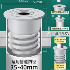 下水管密封塞 洗衣機排水管道封口蓋 防返臭硅膠圈, 1個, 特厚反臭硅膠 35-40pvc管道