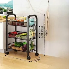 주방 욕실 거실 다층 모바일 스토리지 Ra 과일 야채 스탠드 바닥 스탠딩 주최자, 16 Three layers of blac