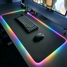 호밍사이 LED 마우스 장패드 무지 대형 80x30 RGB 게이밍 마우스장패드 색상 모드 20+, 그레이 300*800mm, 1개