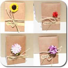 DH 플라워카드, 해바라기/장미/핑크카네이션/퍼플카네이션 각1개씩 4개