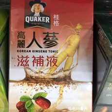 桂格高麗人蔘滋補液60ml/盒，嚴選高麗人蔘精華，補充體力增強保護力，獨立包裝方便攜帶, 1個