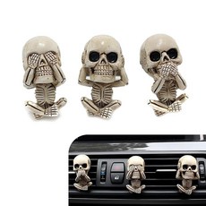 Getfay 자동차 에어컨 콘센트 디퓨저 3개 2.9 x 5.3 3.8cm1.1 2.1 1.5인치 쿨 스컬 디자인 에어 프레시 클립 창의적인 할로윈 레진 내부 장식 대부분의 자