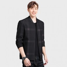 바람막이 점퍼 자켓 봄버 경량 간절기 체크 상의, 1개, 네이비 105