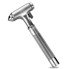 창문 차단기와 안전벨트 커터가 장착된 올 메탈 세이프티 해머 - 자동차용 3-in-1 비상 탈출 도구 남성용 고강도 알루미늄 합금 자동차 액세서리 키트에 필수품(1개), 1개