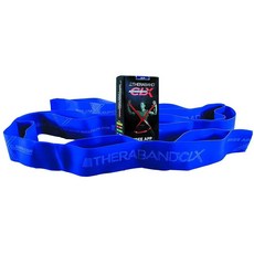 THERABAND CLX 루프가 있는 저항 밴드 1.5m(5피트) 레드 미디엄 비라텍스 운동 이동성 및 재활 스트레칭 홈 운동을 위한 탄성 쉬운 레벨을 색상 코드, Level 4 / Extra Heavy - Blue