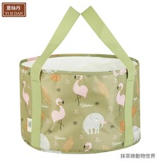 意絲丹 YI SI DAN 可折疊行動式水盆 小蘭花, 抹茶綠動物世界, 1個