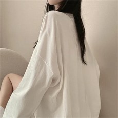WHATEVER CLOTHING 純棉印花長袖T恤, 6101-A134 白色,XL, 1個