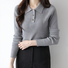 Jenit 女款 日常穿搭 基本款 半開襟 長袖 麻油羅紋 翻領針織衫 n1925