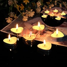 하트 초 50P세트 화이트 티라이트초