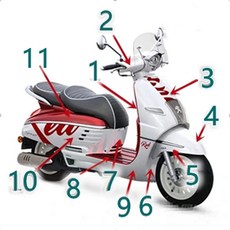 장고125 전면 패널 파츠 쉘 순정, E. 4  프런트 펜더 상부색상비고