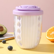 水果杯早餐沙拉杯帶叉子便攜式瀝水雙層外帶野餐盒密封沙拉水果杯, 1個, 薰衣草紫:見圖