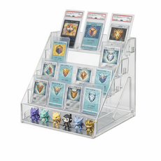DEI DOW 四層卡牌展示架 透明階梯式卡片收納展示架 公仔盲盒展示架, 透明四層展示架, 1套
