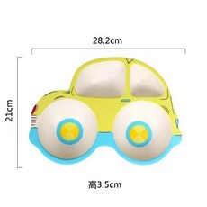 竹纖維兒童餐具套裝 卡通汽車造型 分格餐盤 學習碗 杯子 叉勺, 1個, 綠色小汽車盤