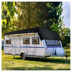 FJxiaoqany Rv Covers 3.7-12.8m(12-45피트) 여행용 트레일러 RV 커버 바람 비 및 눈 방지 rv 루프 전용 커버 클래스 C Rv 커버 블랙-8., 블랙