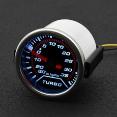 -1~0~2 BAR 터보 부스트 게이지 화이트 LED 압력 52mm 스모크 렌즈 12V 차량용