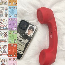 선물 부모님 레트로 전화기 수화기 감성 청취기 핸드폰, W. 레드