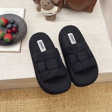 투니스 여성 체크 통굽 미끄럼 방지 슬리퍼 4cm