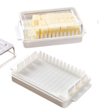 奶油保存盒 內置切割器保鮮盒 奶油收納盒 多功能乳酪黃油收納盒 延長保鮮, 1個, 白色