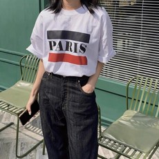 투니스 여성 라운드넥 프린팅 루즈핏 반소매 티셔츠