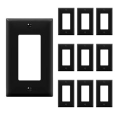 ENERLITES 데코레이터 조명 스위치 또는 콘센트 벽면 플레이트 11.4cm x 7cm 깨지지 않는 폴리카보네이트 열가소성 플라스틱 화이트 (10팩) UL 등록(88, Standard Size, Black_1 Gang