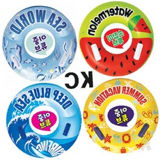 여름 물놀이 원형 튜브 다양한 과일 프린팅 투명 손잡이 어린이 청소년 성인, 1개, 70치치핑핑