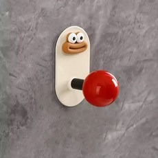 DFMEI 多巴胺浴室掛鉤免打孔強力粘膠家用衛生間創意牆壁掛毛巾收納粘鉤, 1個, 紅色:如圖