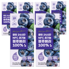[예약판매] 클린24시간 유기농 NFC 착즙 100% 블루베리즙 스틱형 6/9 순차 발송, 280g, 6박스