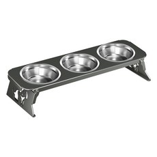 Allilio 애완용 식탁 스텐 식기 고양이 개 범용 대용량 사료 밥그릇 물그릇 3구, 1세트, 그레이