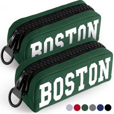 아뜰라임 디자인 왕지퍼 대용량 파우치 필통, 2개, 카키