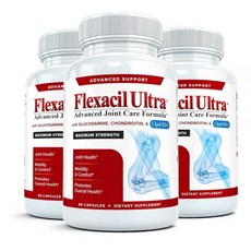 Flexacil Ultra (최대 강도 관절 건강 및 지원 보충제 3병 | 글루코사민 콘드로이틴 히알루론산 MSM 건강한 무릎 등을 위한 유연성 지원. 각 60캡슐, 60정