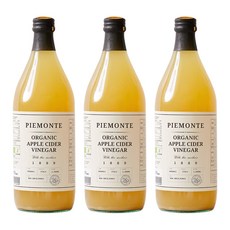 피에몬테 유기농 애플 사이다 식초, 3개, 1L