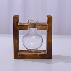 水耕小花瓶 實木支架圓球三瓶