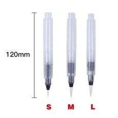 전동드릴 공구드릴 3/6 피스 수채화 브러시 펜 세트 페인팅 마커용 페인트 리필 가능한 미술 용품, [01] 120mm 3pcs Pointed, 3개