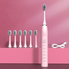 충전식 음파 전동칫솔 칫솔모 6개 세트 핑크 P432, 단품