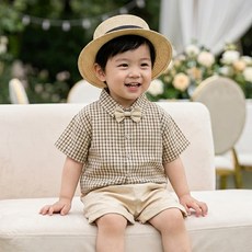 바냐 클래식 체크 셔츠 보타이 상하복