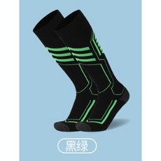 戶外機能滑雪襪 長筒襪 保暖透氣親膚高彈 黑綠色 L號 (25-28.5), 黑綠, 1個