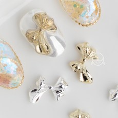 메탈58 긴리본 네일파츠 (5개입) 웨딩네일, 1.골드(5개입)