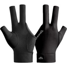 GLOVEJOY專業高彈撞球手套，透氣網布，防滑矽膠，半指設計，舒適耐用, 純黑色, 1個