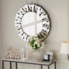 ARTLOGE 원형 벽거울 럭셔리 인테리어 유리거울. 실버 79*79cm