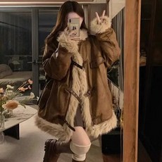 여자탕 뽀글이 코트 자켓 스웨이드 숏 라이더 여한핏 오버핏