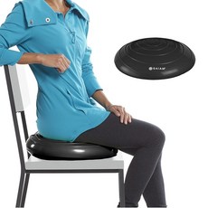Gaiam 가이암 Balance 디스크 쿠션 코어 훈련 기구 가정용 사무용 의자 어린이 사용 가능 그레이 색상_162147, 블랙_162147