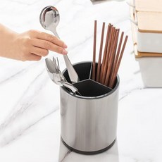스텐 원형 조리도구 정리함 수저통 조리도구꽂이 회정정리함 주방도구정리 키친툴정리, 1개, 실버